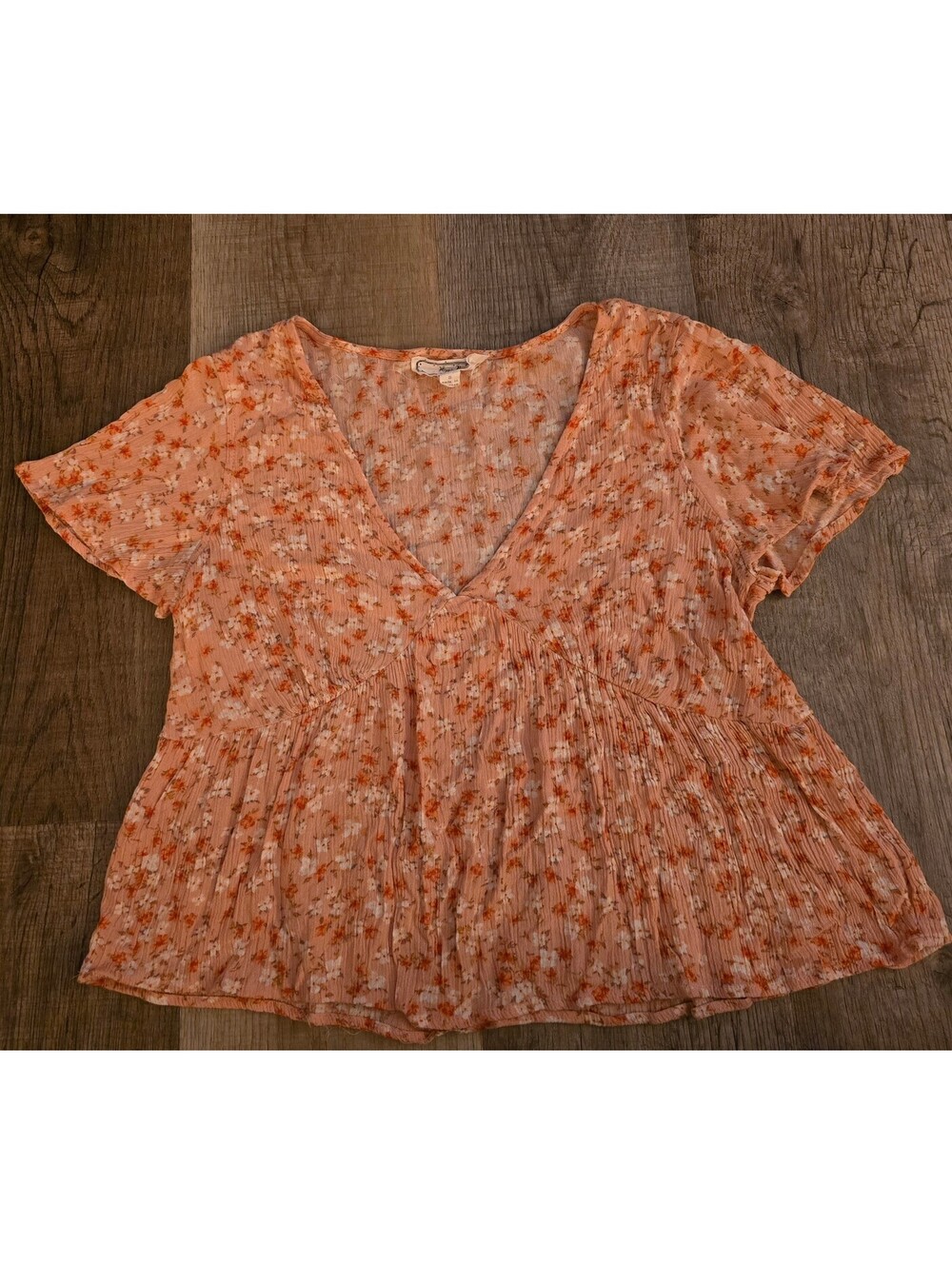 Hippie Rose Peach Floral Babydoll Peplum Top